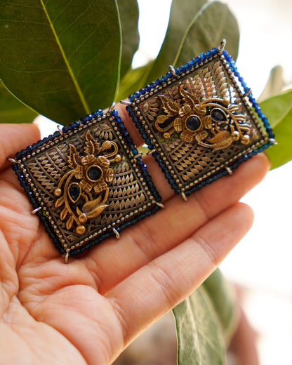 Anassa-Blooming Aviary Square Shaped Earrings