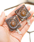 Anassa-Floral Radiance Square Earrings