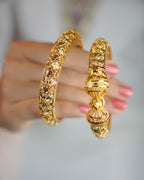 ORO-Flower Designed Gold Plated Bangles