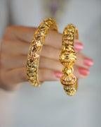 ORO-Flower Designed Gold Plated Bangles