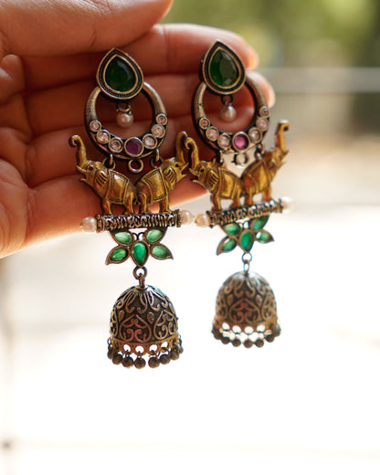 Anassa-Dual Tone Luminous Jhumka Earrings