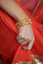 ORO-Flower Designed Gold Plated Bangles