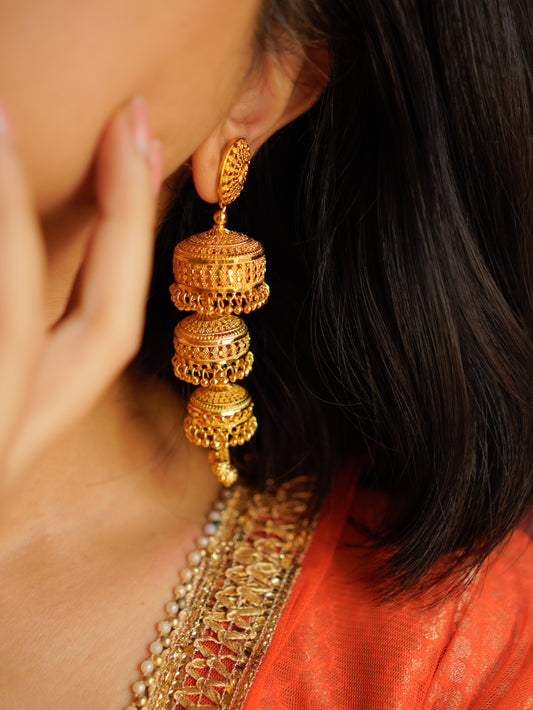 ORO-Goddess Jhumka Earrings