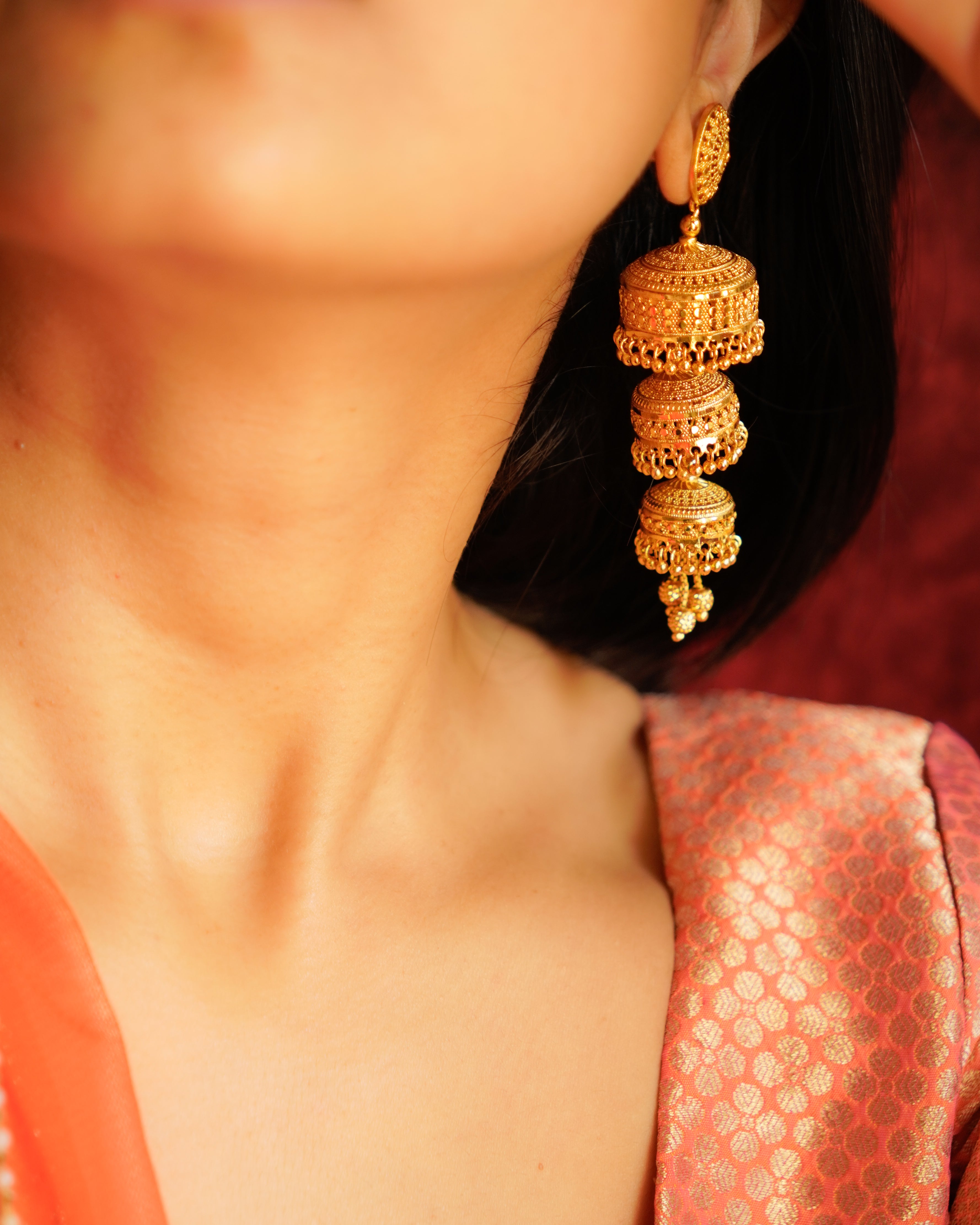 ORO-Goddess Jhumka Earrings