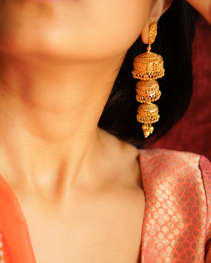 ORO-Goddess Jhumka Earrings