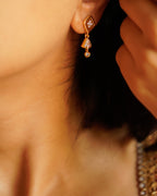 ORO- Stone Studded Mini Dangle Earrings