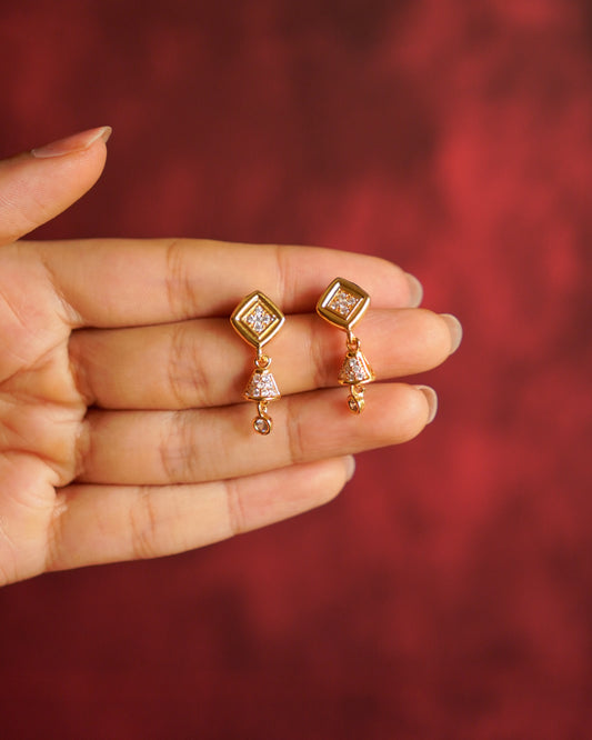 ORO- Stone Studded Mini Dangle Earrings