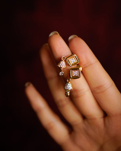 ORO- Stone Studded Mini Dangle Earrings