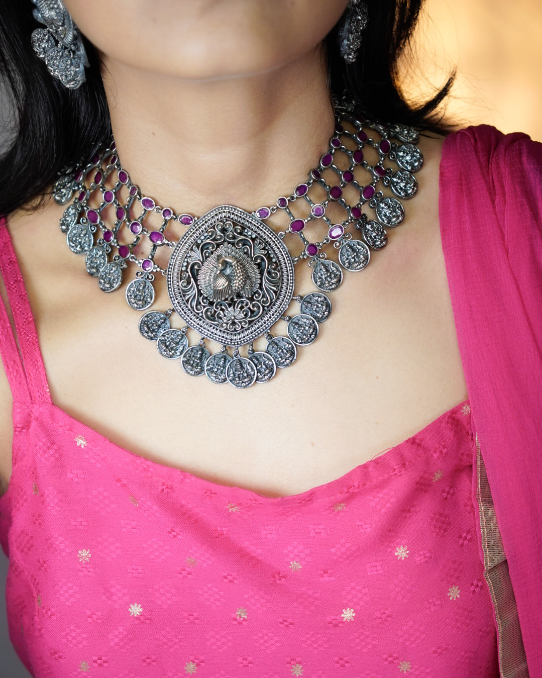Anassa- Peacock Devi Coin Necklace Set