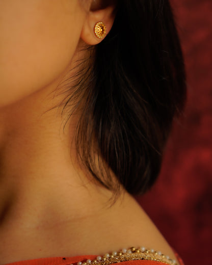 Oro- Blooming Flower Stud Earrings