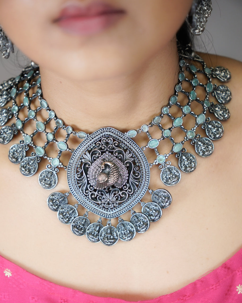 Anassa- Peacock Devi Coin Necklace Set