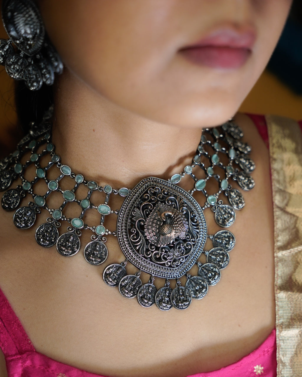 Anassa- Peacock Devi Coin Necklace Set