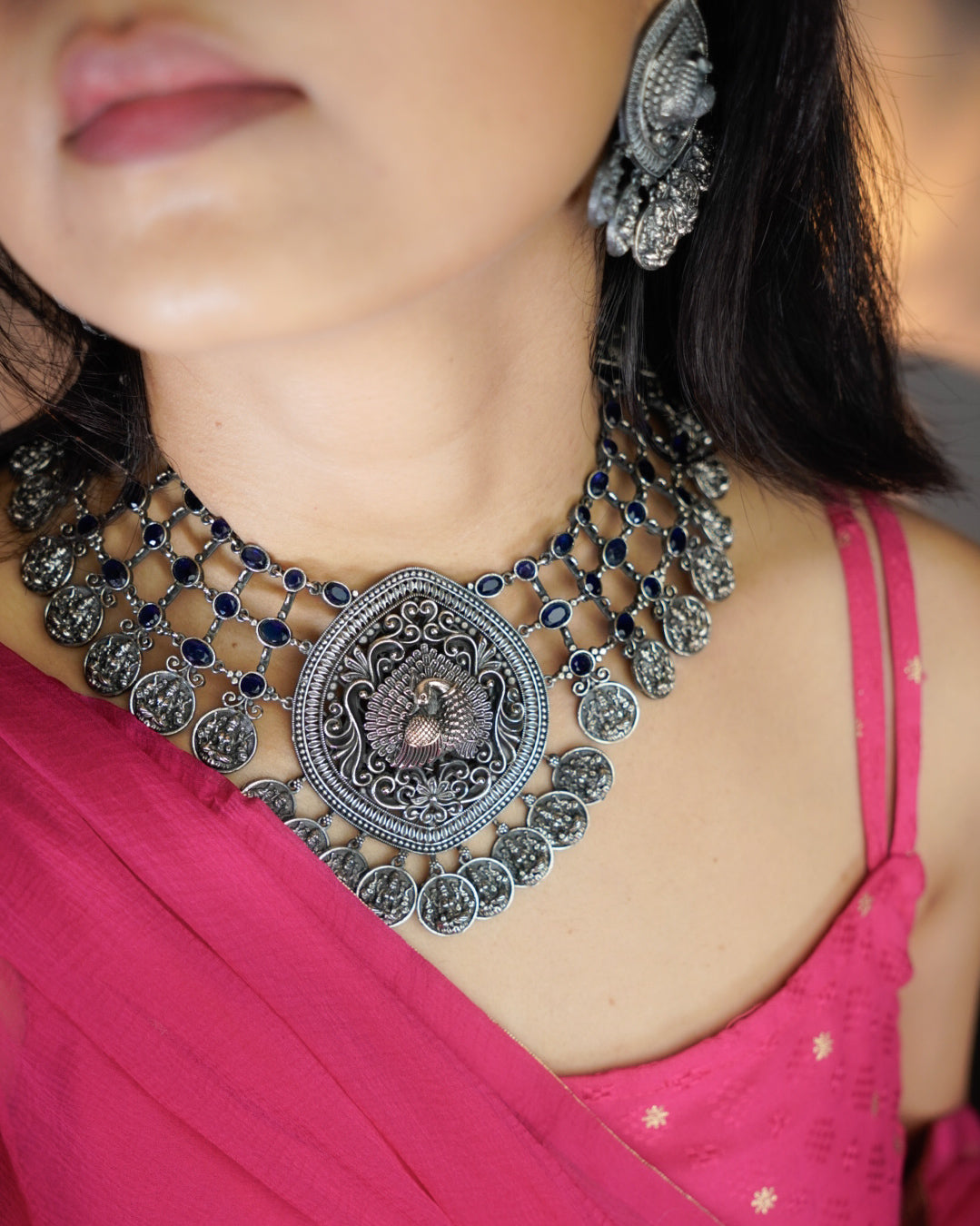 Anassa- Peacock Devi Coin Necklace Set