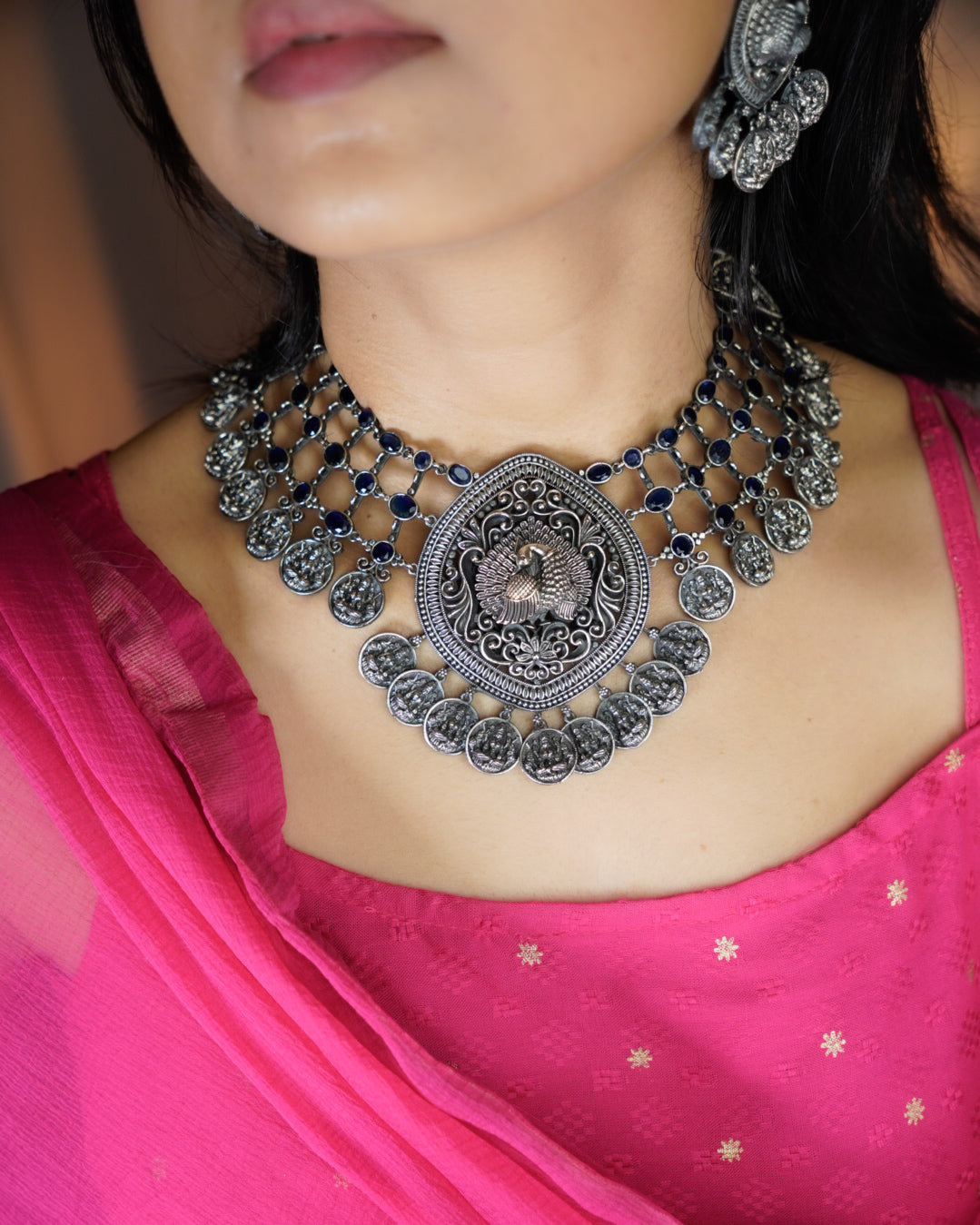 Anassa- Peacock Devi Coin Necklace Set