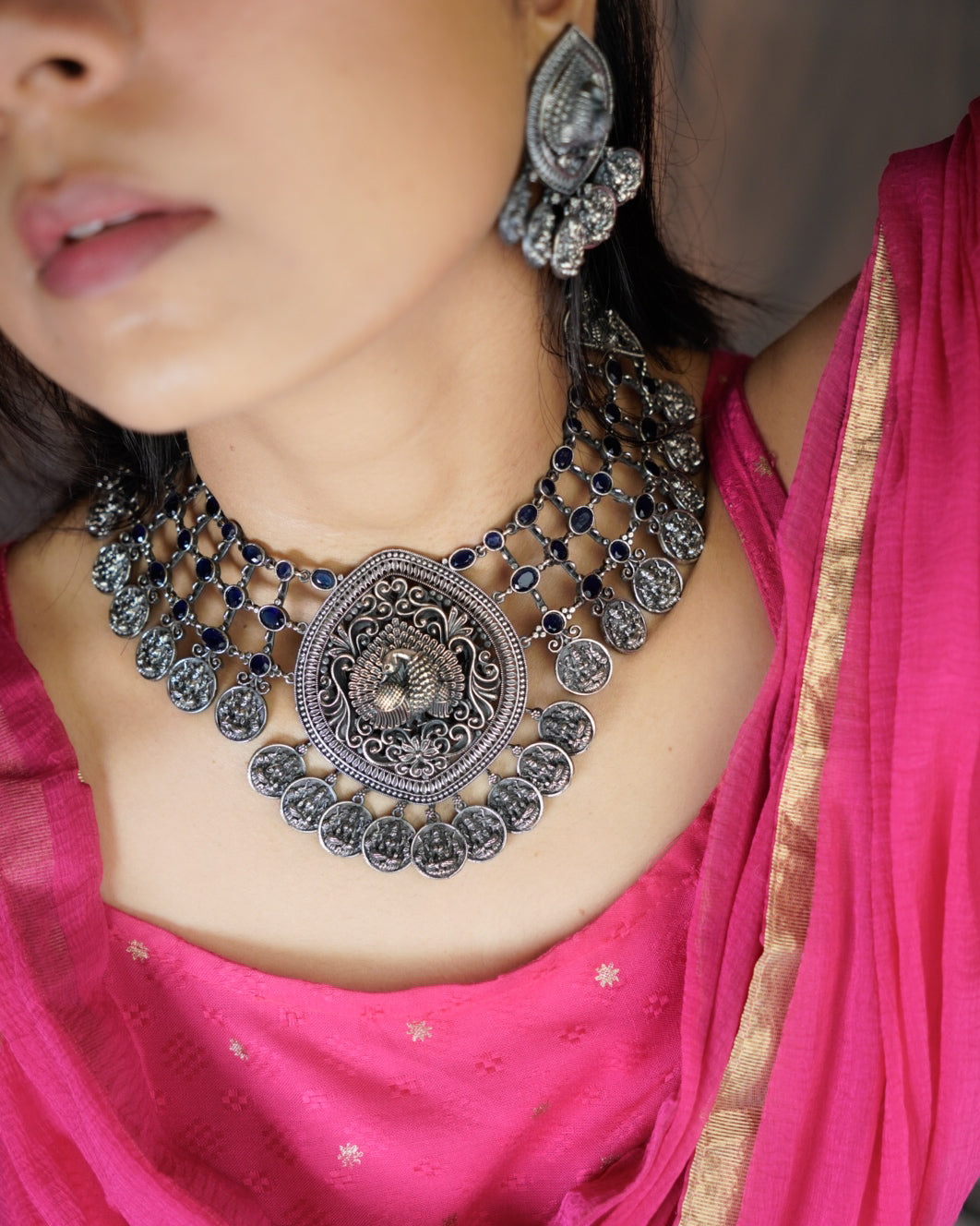 Anassa- Peacock Devi Coin Necklace Set