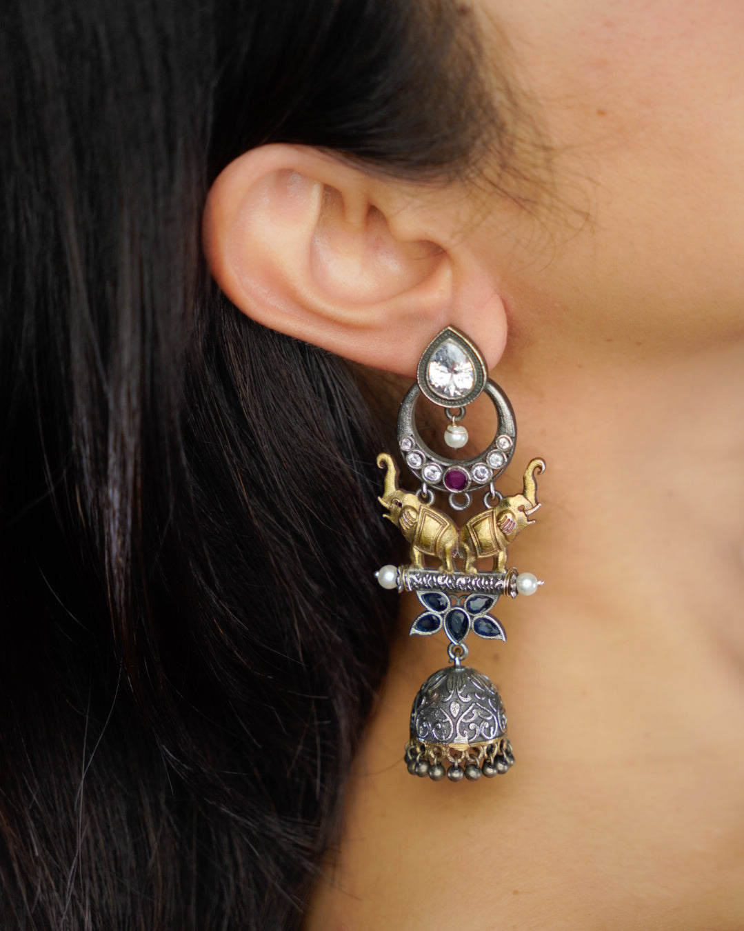 Anassa-Dual Tone Luminous Jhumka Earrings