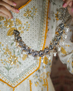 Anassa-Dual Tone Moti Floral Necklace Set