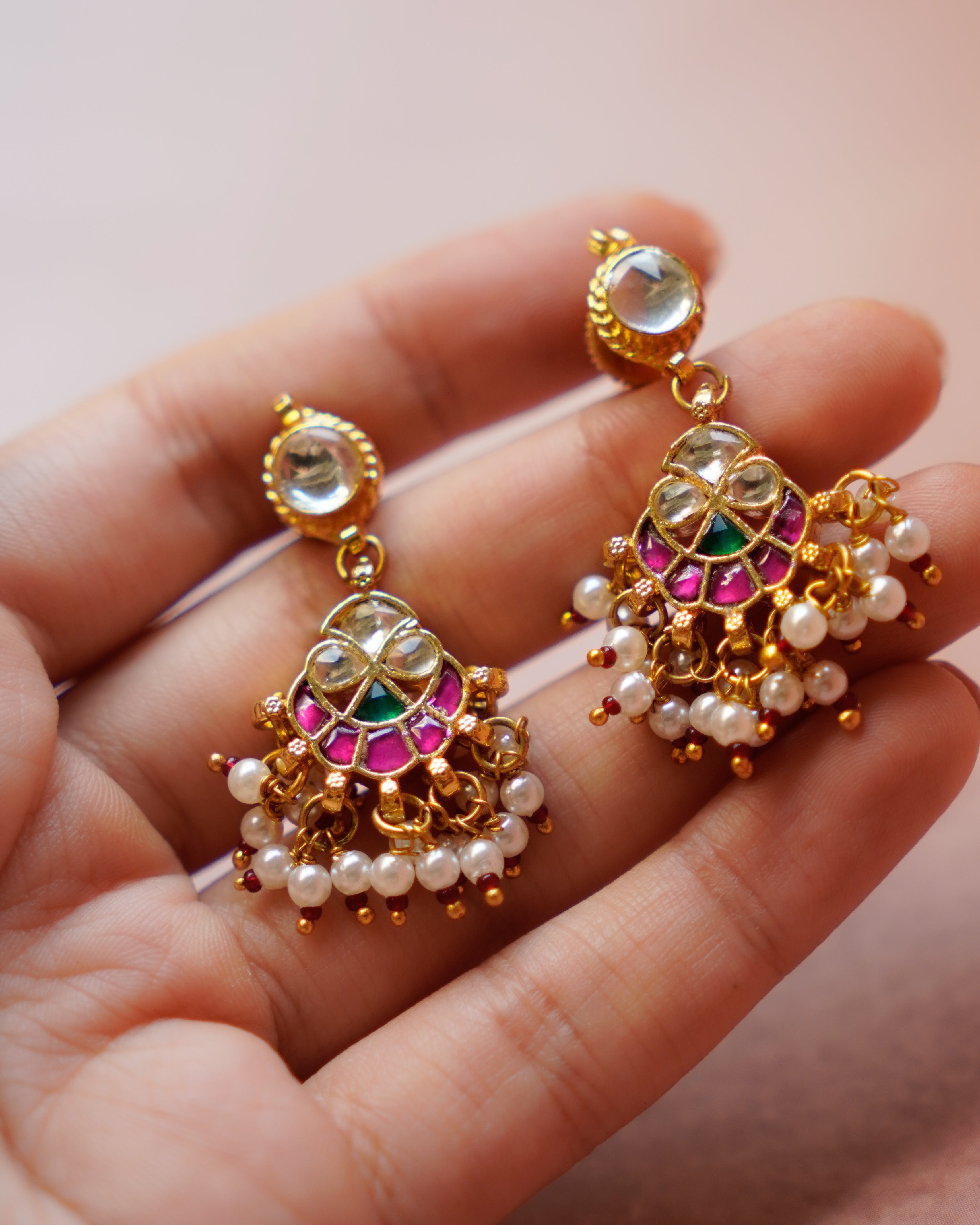 ZIKHIN-Ethereal Grace Kundan Stone Necklace set