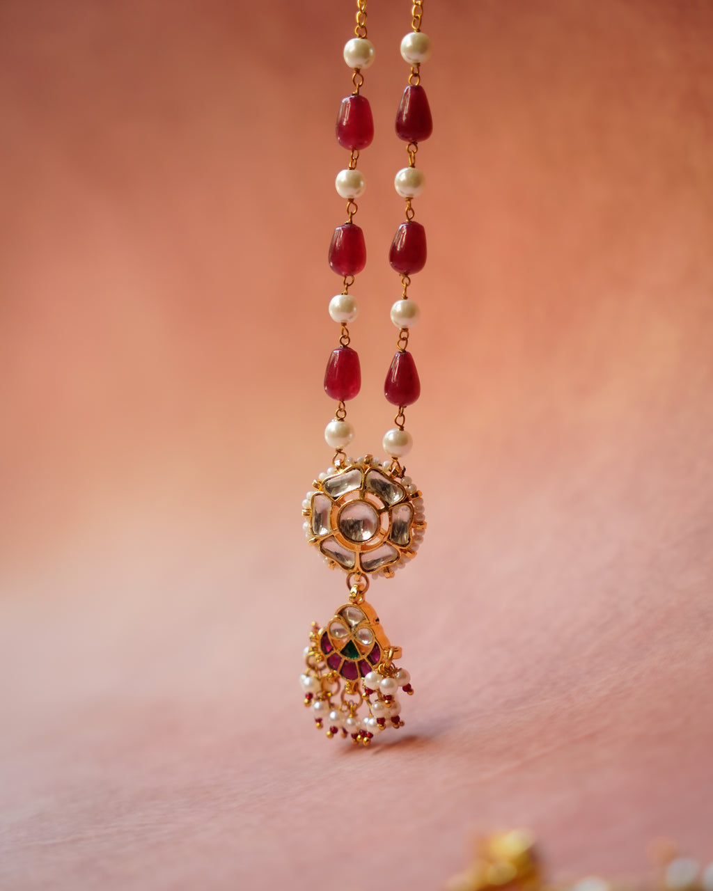 ZIKHIN-Ethereal Grace Kundan Stone Necklace set