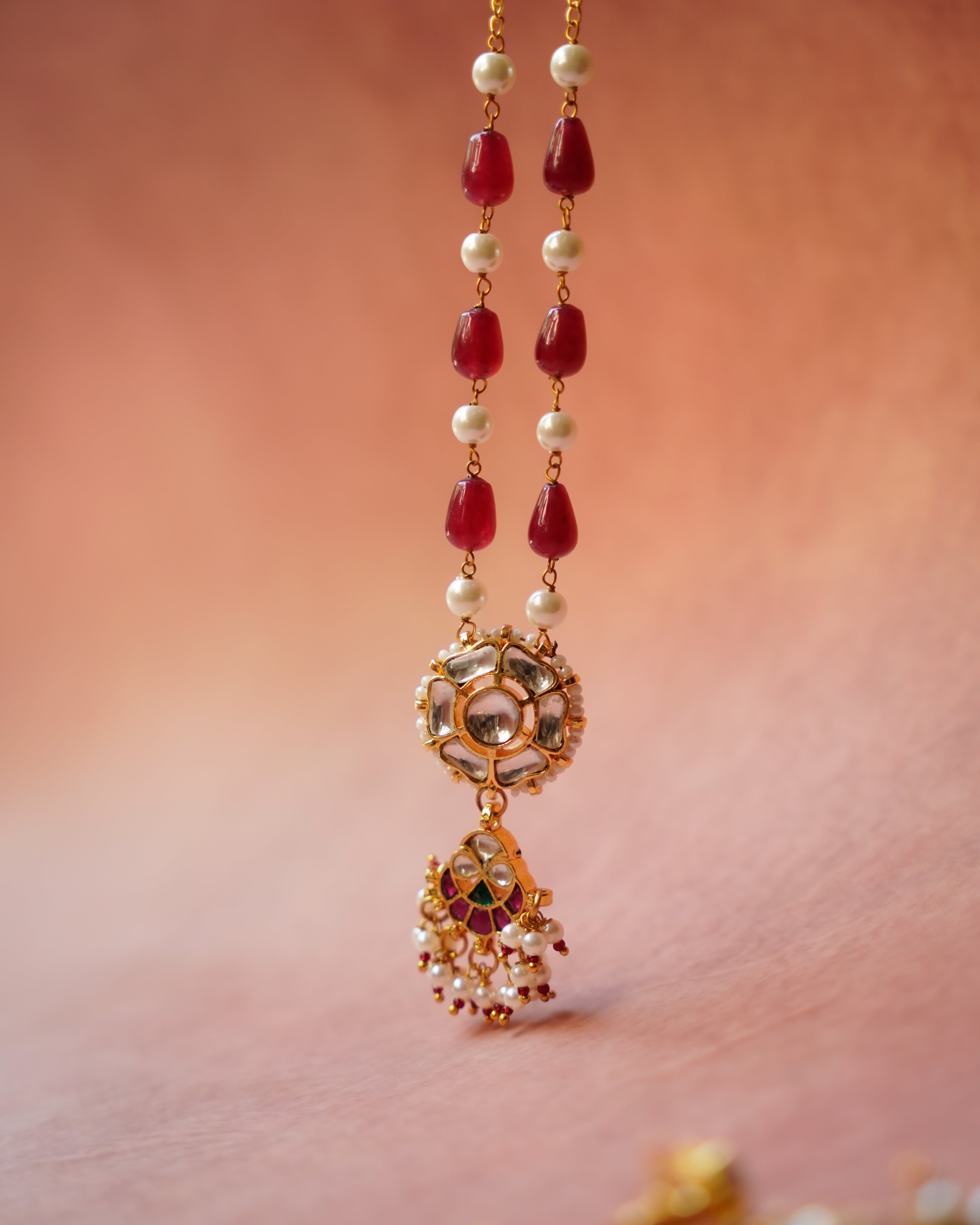 ZIKHIN-Ethereal Grace Kundan Stone Necklace set