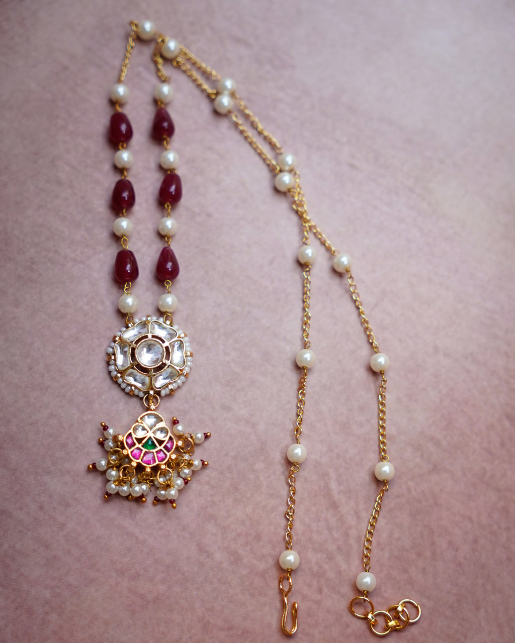 ZIKHIN-Ethereal Grace Kundan Stone Necklace set