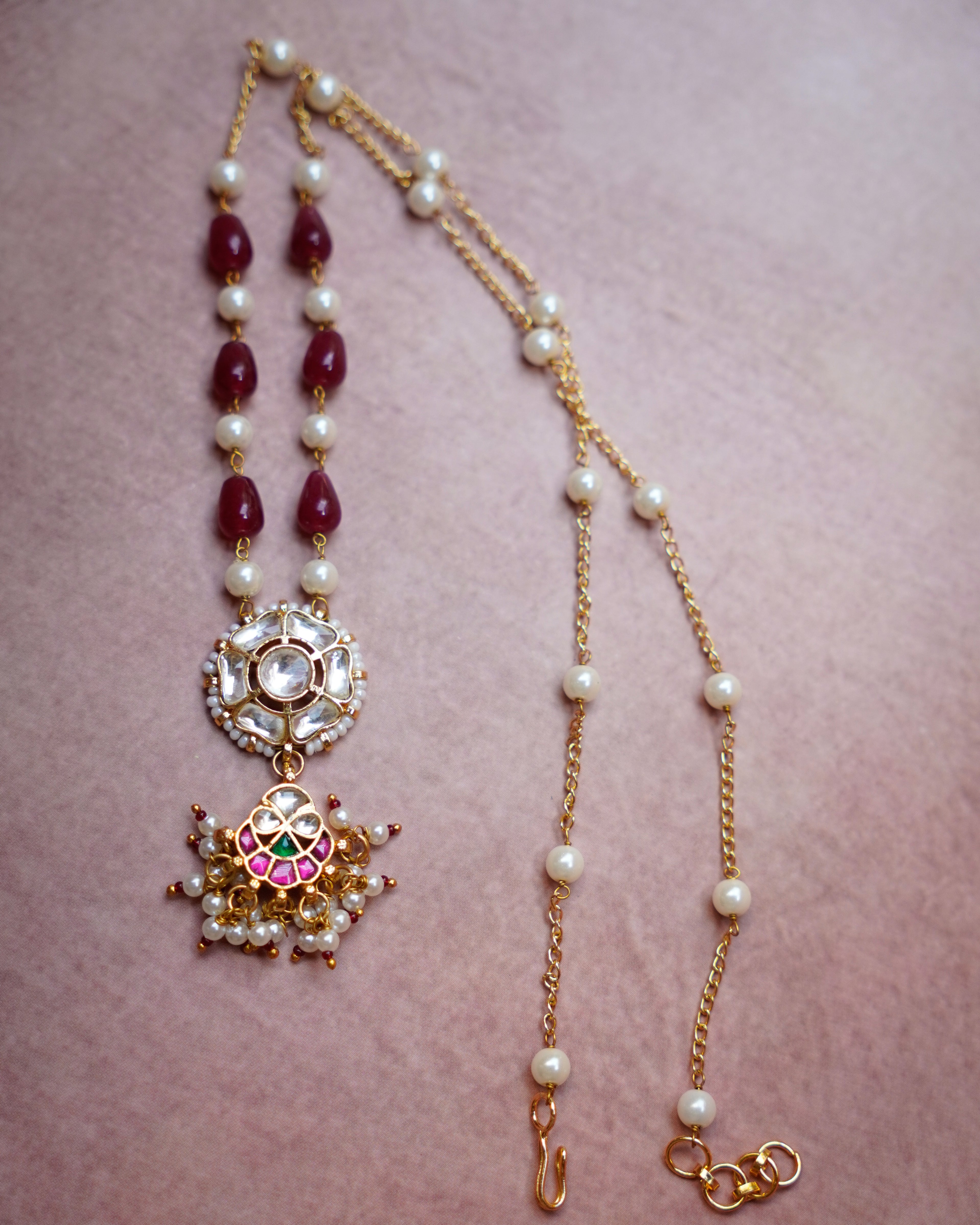 ZIKHIN-Ethereal Grace Kundan Stone Necklace set