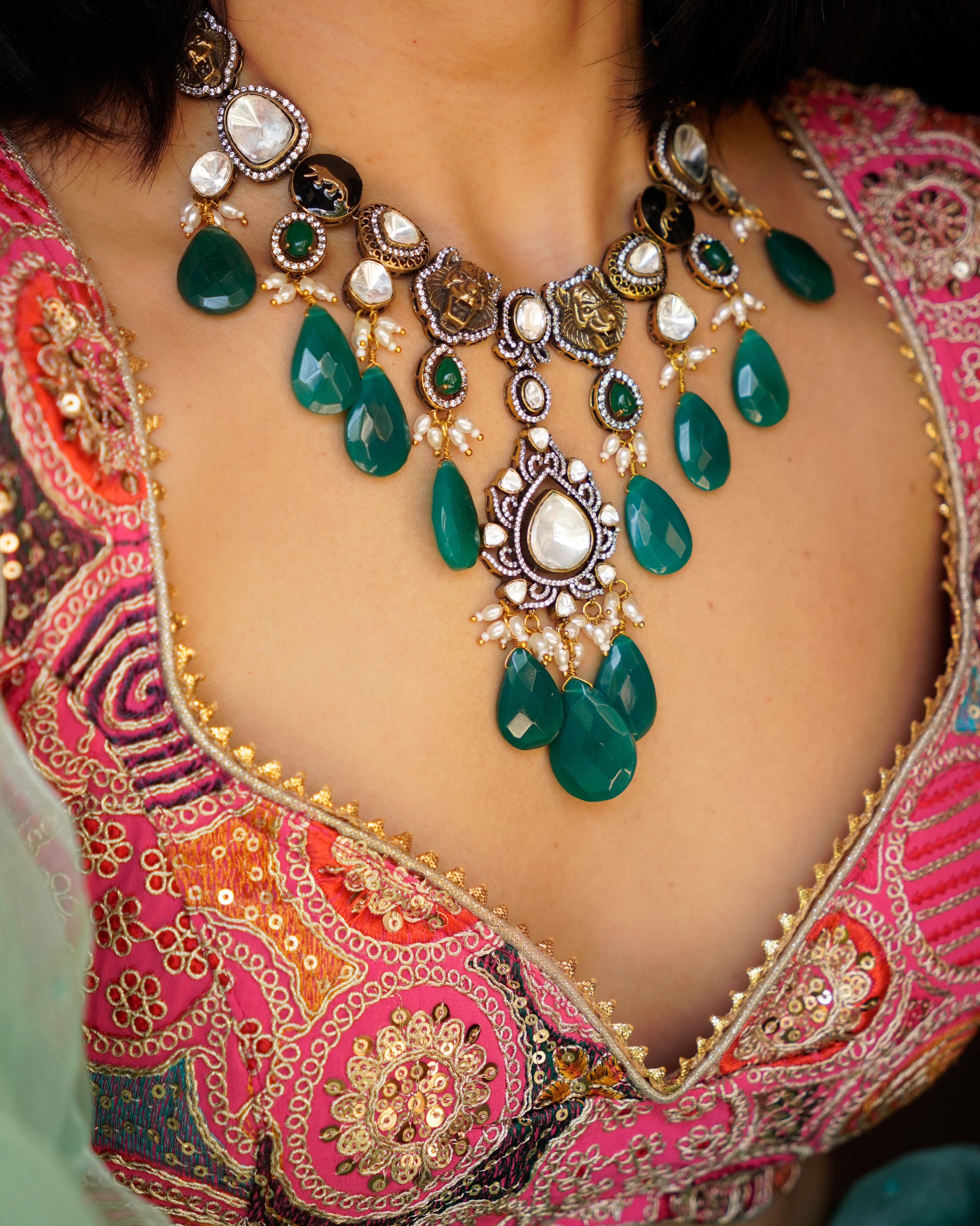 ZIKHIN- Royal Queen Kundan Necklace Set