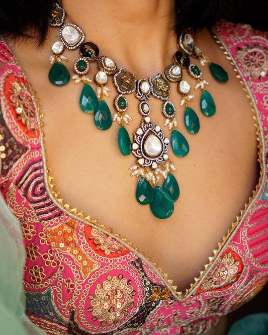 ZIKHIN- Royal Queen Kundan Necklace Set