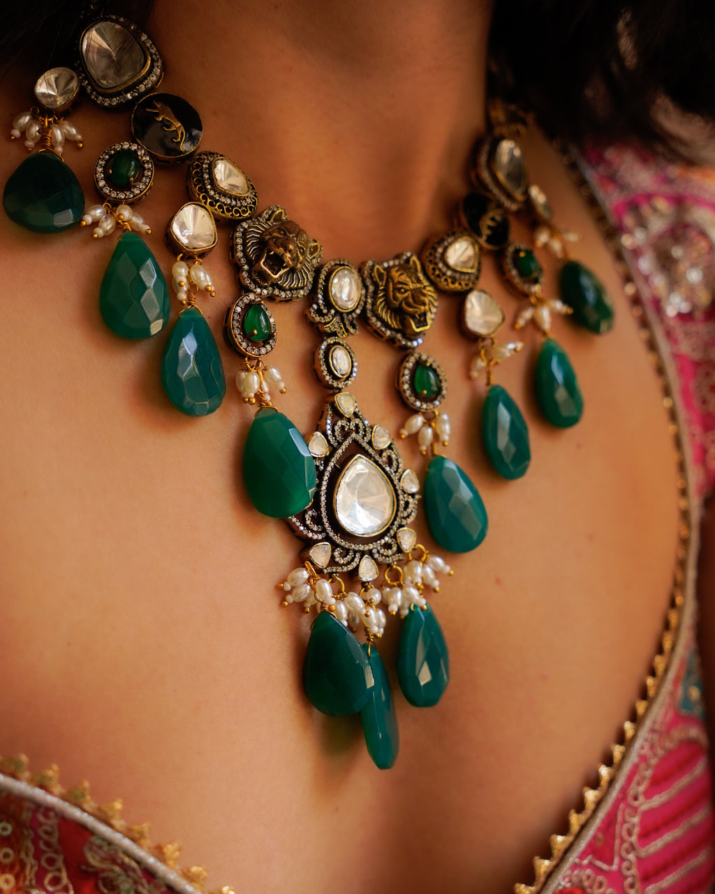 ZIKHIN- Royal Queen Kundan Necklace Set