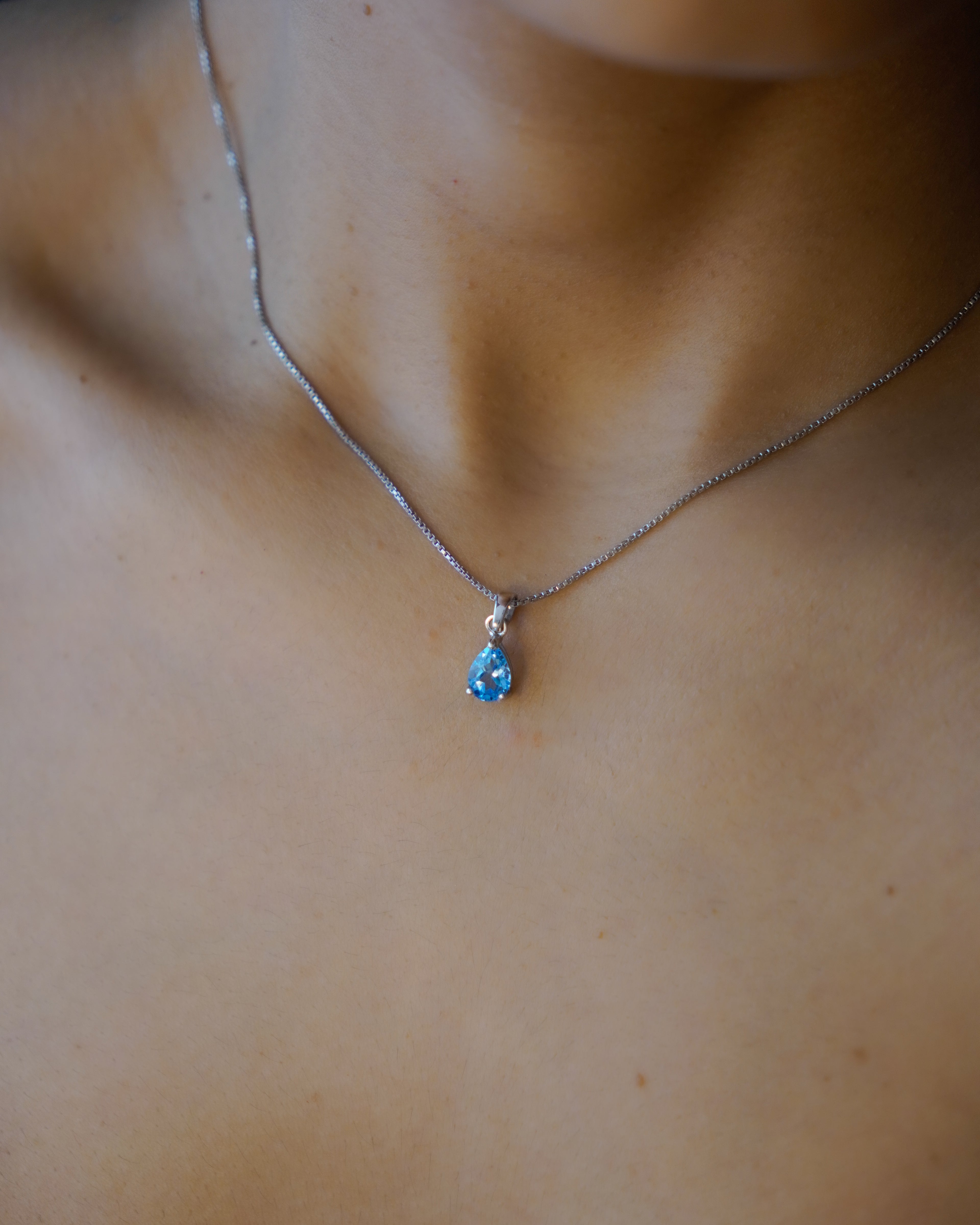 ARTEMIS-Ocean Blue Topaz Pendant In 925 Silver