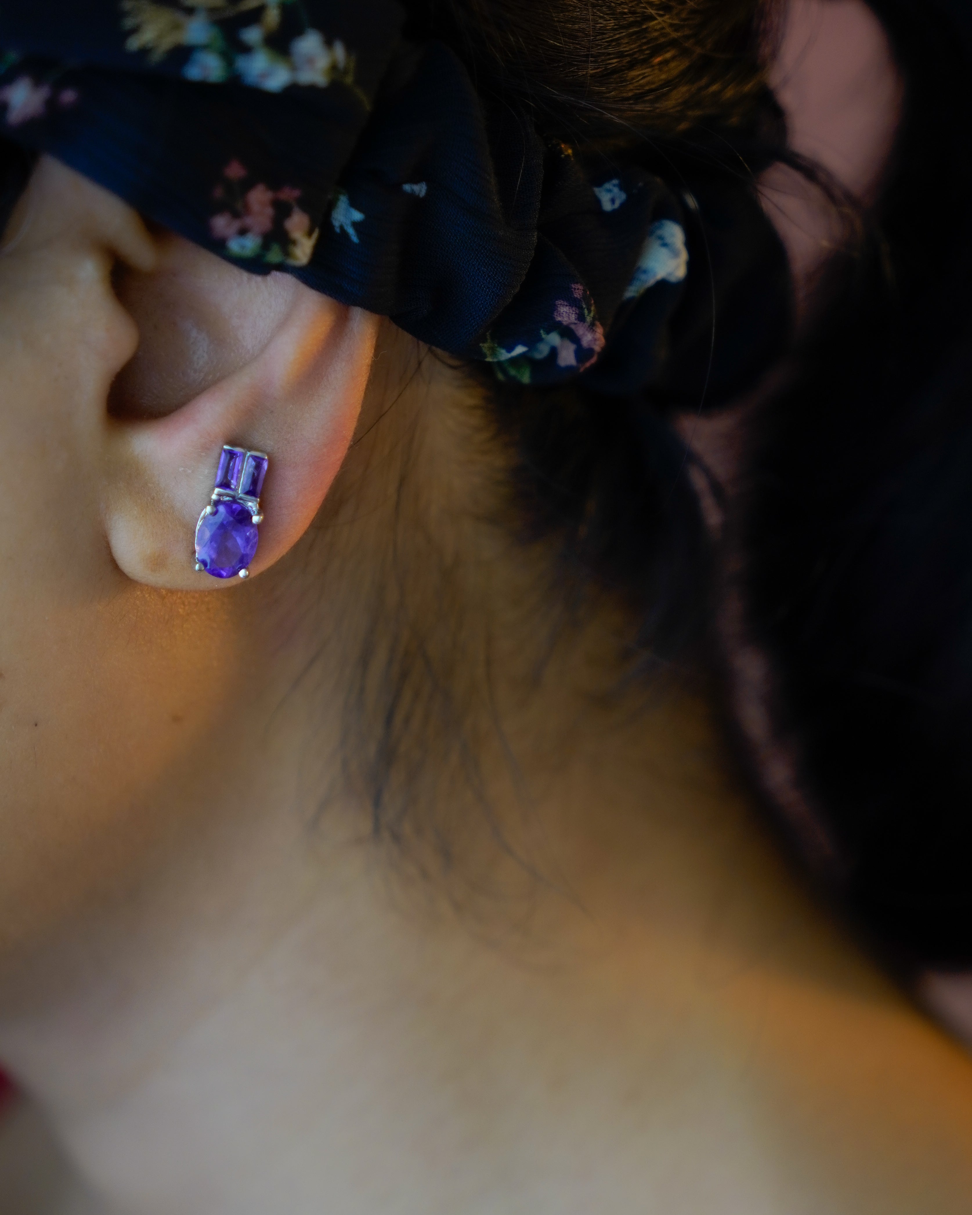 ARTEMIS- Purple Amethyst Earrings In 925 Silver