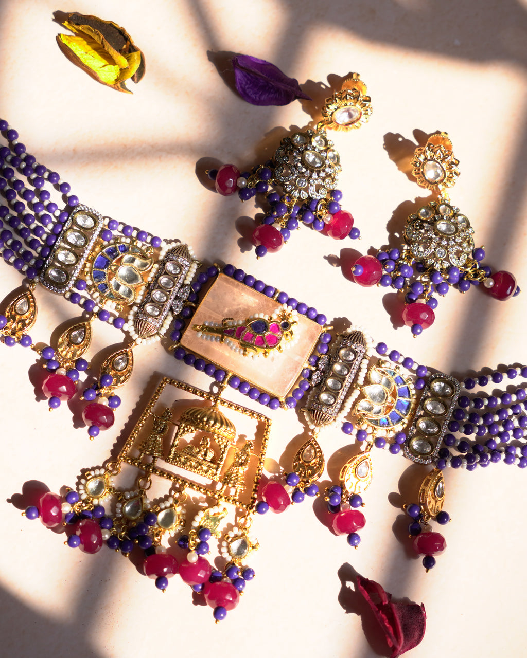 ZIKHIN- Beautiful Palki Stonework Kundan Choker Set