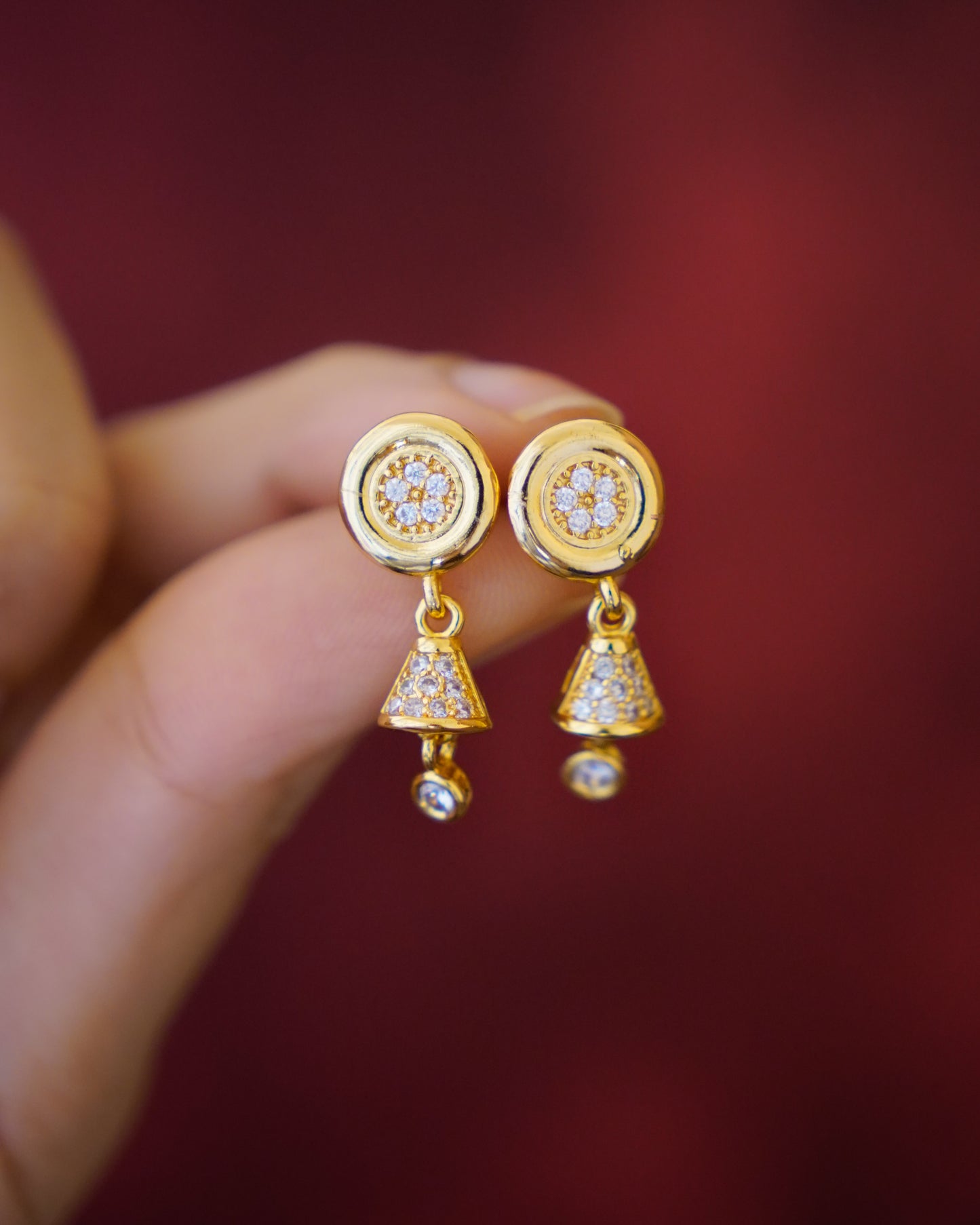 ORO- Temple Bell Mini Jhumki Earrings