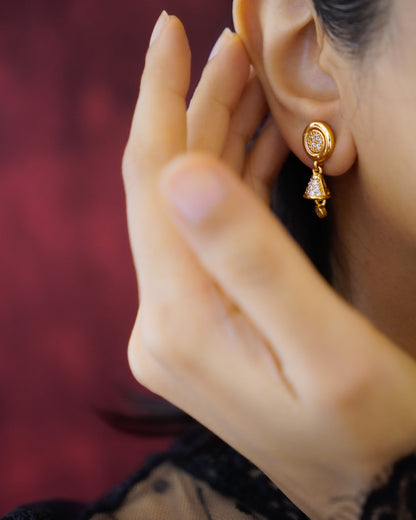 ORO- Temple Bell Mini Jhumki Earrings
