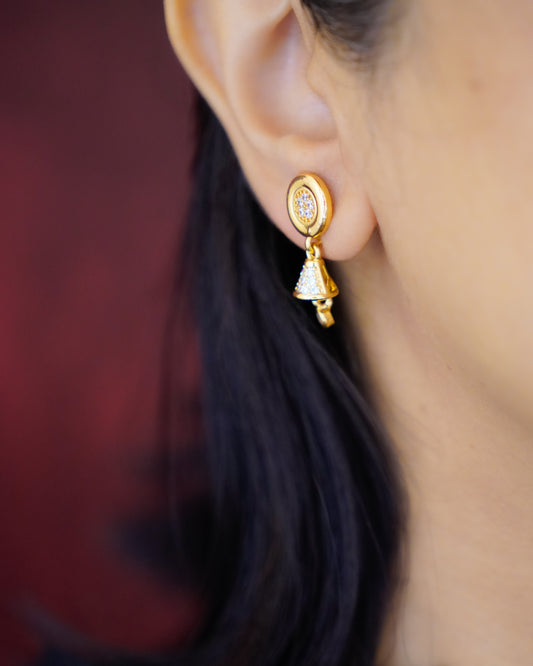 ORO- Temple Bell Mini Jhumki Earrings