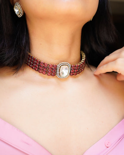ZIKHIN- Elegant Diva Choker Necklace With Matching Earrings