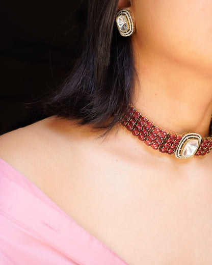 ZIKHIN- Elegant Diva Choker Necklace With Matching Earrings