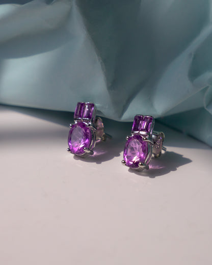 ARTEMIS- Purple Amethyst Earrings In 925 Silver
