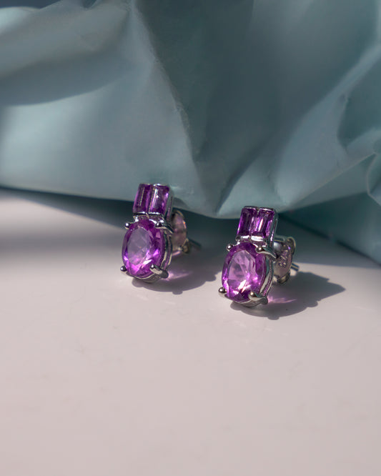 ARTEMIS- Purple Amethyst Earrings In 925 Silver