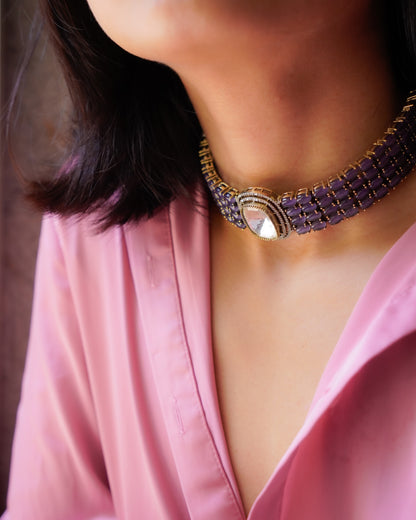 ZIKHIN- Elegant Diva Choker Necklace With Matching Earrings