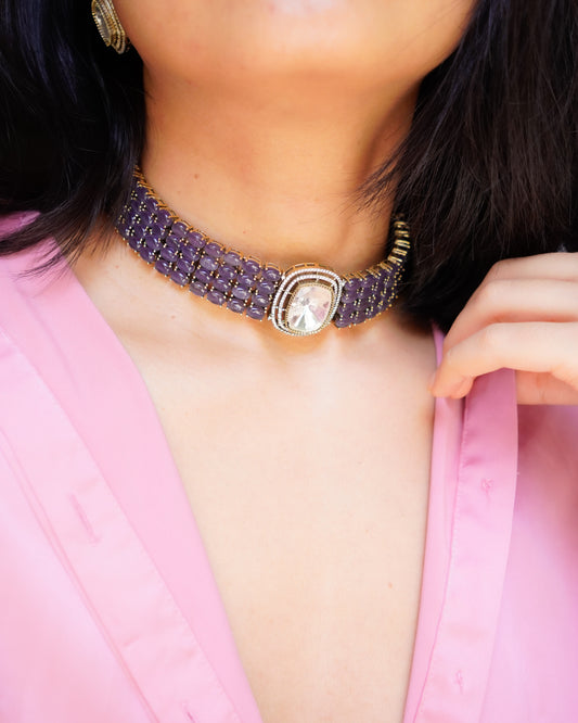 ZIKHIN- Elegant Diva Choker Necklace With Matching Earrings