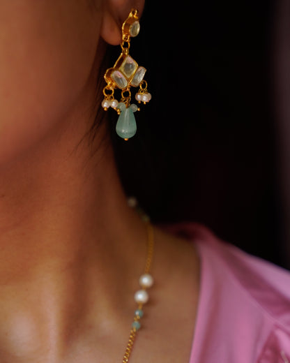 ZIKHIN-Long Multi Colour Jadau Kundan Necklace Set