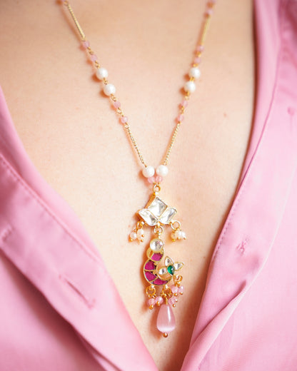 ZIKHIN-Long Multi Colour Jadau Kundan Necklace Set