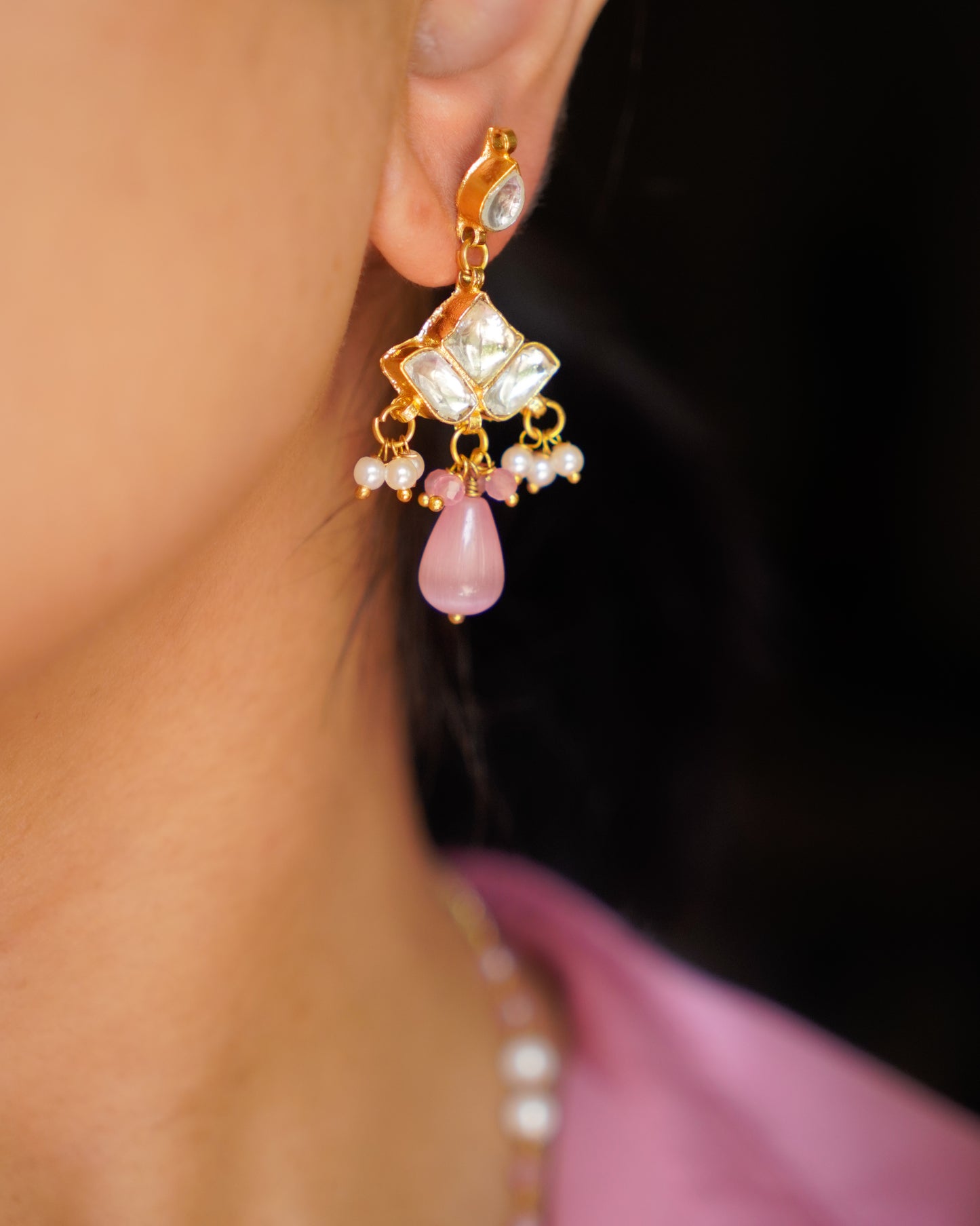 ZIKHIN-Long Multi Colour Jadau Kundan Necklace Set