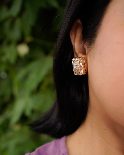 ROOP-Elegant Kundan-Style Gold-Plated Stud Earrings
