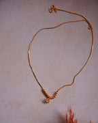 ORO-Gold Plated Beaded Drop Diamond Pendant Necklace