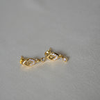 ORO-Zircon Shinning Leaflet Earrings