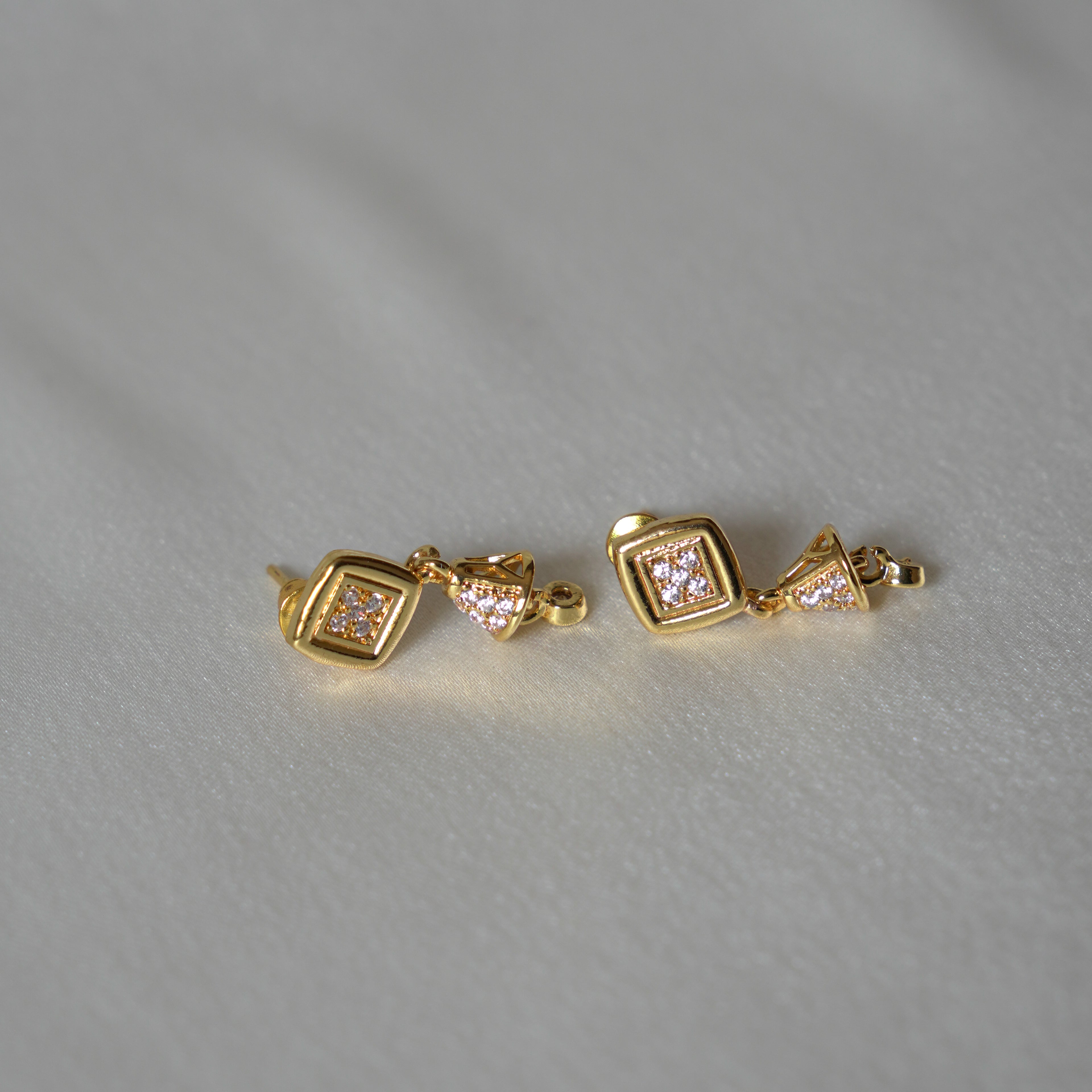 ORO- Stone Studded Mini Dangle Earrings