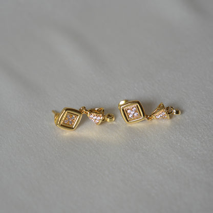 ORO- Stone Studded Mini Dangle Earrings
