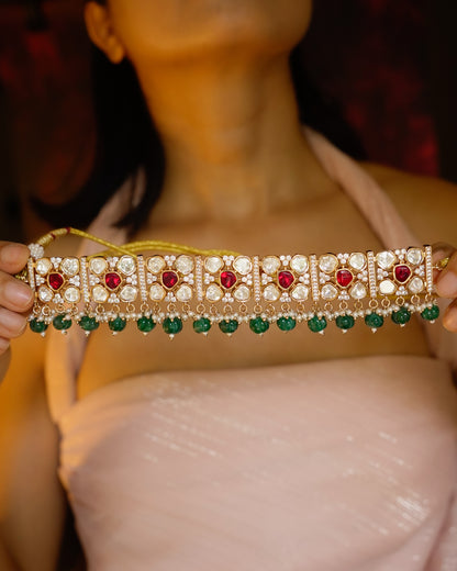 ROOP- Royal Heirloom Kundan Choker Set – Ruby & Emerald Edition
